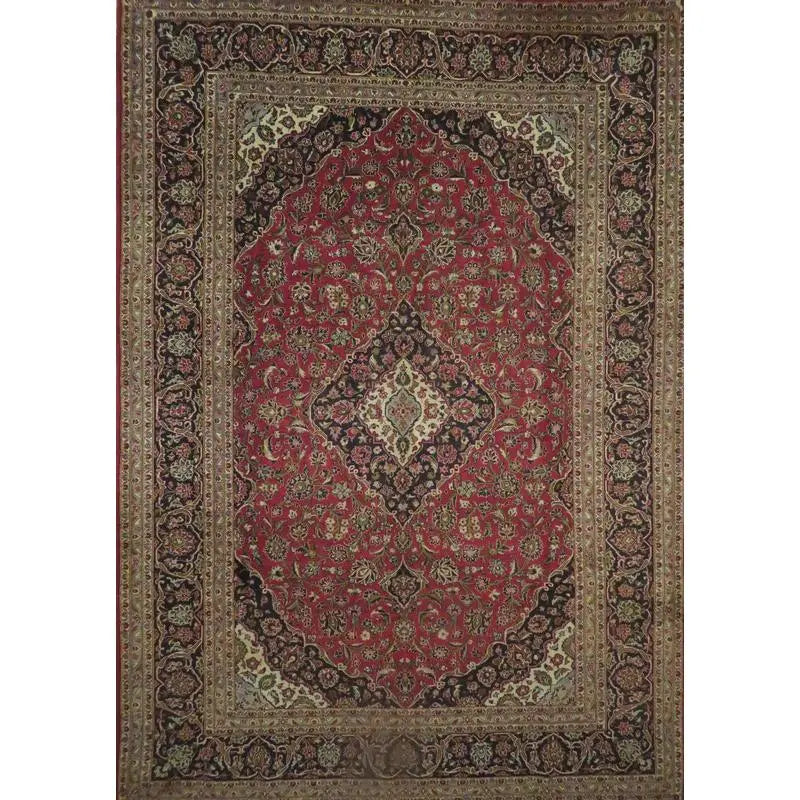One Of The Kind Hand-Knotted Persian Wool Rug _ Luxurious Vintage Design, 14'3" x 9'10", Artisan Crafted